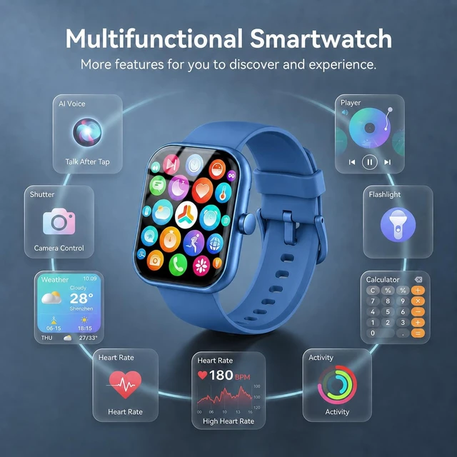 Alt view image 6 of 7 - Coucur Smart Watch for Men Women (Answer/Make Call), 1.83" HD Touchscreen Fitness Tracker, 110+ Sport Modes, Fitness Watch with Heart Rate/Sleep Monitor/Step, Waterproof Smartwatch for Android