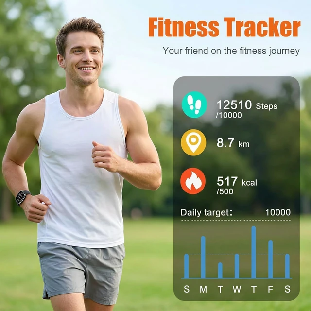 Alt view image 3 of 7 - Coucur Smart Watch for Men Women (Answer/Make Call), 1.83" HD Touchscreen Fitness Tracker, 110+ Sport Modes, Fitness Watch with Heart Rate/Sleep Monitor/Step, Waterproof Smartwatch for Android