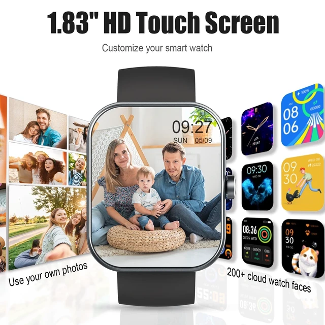 Alt view image 7 of 7 - Coucur Smart Watch for Men Women (Answer/Make Call), 1.83" HD Touchscreen Fitness Tracker, 110+ Sport Modes, Fitness Watch with Heart Rate/Sleep Monitor/Step, Waterproof Smartwatch for Android