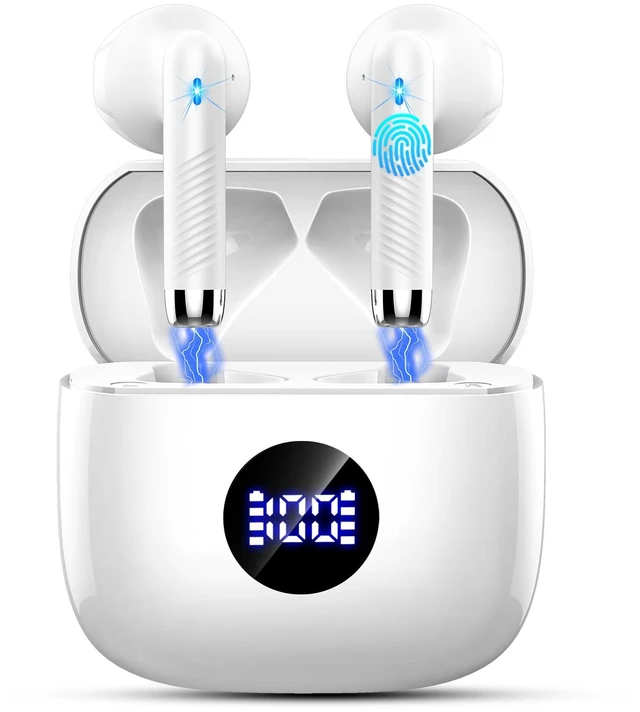 Main image of Wireless Earbuds, Bluetooth 5.4 Headphones HiFi Stereo, in Ear Ear Buds with 4 ENC Noise Cancelling Mics, 40H Playback Earphones with Mini Case, IP7 Waterproof Headset with LED Display