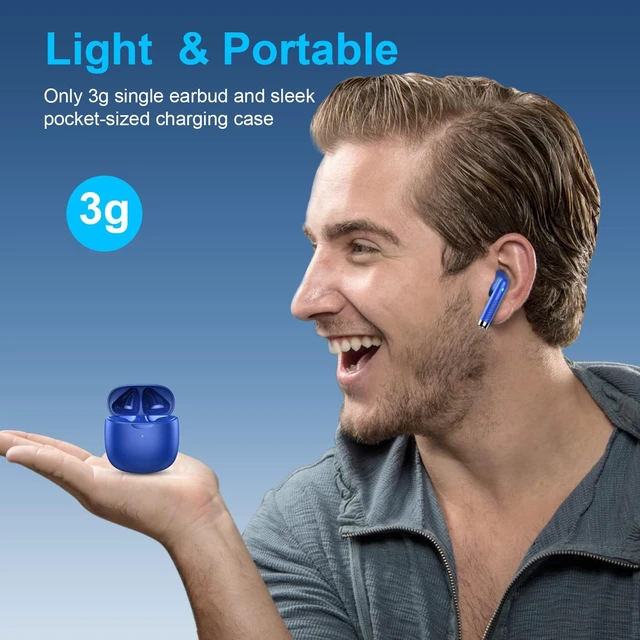 Alt view image 4 of 7 - Wireless Earbuds, Bluetooth 5.4 Earbuds Stereo Bass, Bluetooth Headphones | in Ear Noise Cancelling Mic, Earphones IP7 Waterproof Sports, 36H Playtime USB C Charging Case Blue Ear Buds for Android iOS