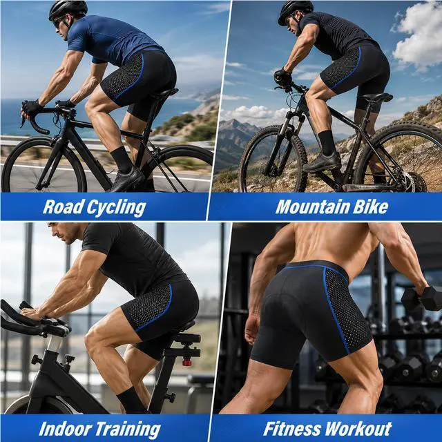 Alt view image 7 of 7 - Cycling Shorts for Men Bike Underwear with 5D Padded Bike Underwear, Quick-Dry Breathable Bike Briefs, Shockproof Bicycle Liner Shorts for Mountain Road Biking