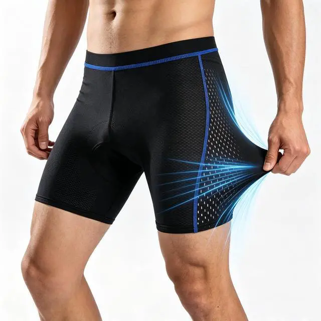 Alt view image 4 of 7 - Cycling Shorts for Men Bike Underwear with 5D Padded Bike Underwear, Quick-Dry Breathable Bike Briefs, Shockproof Bicycle Liner Shorts for Mountain Road Biking
