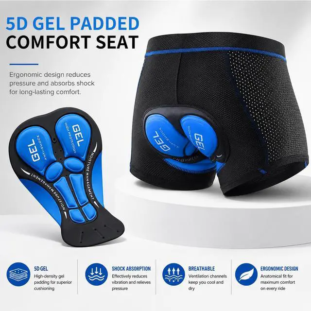 Alt view image 3 of 7 - Cycling Shorts for Men Bike Underwear with 5D Padded Bike Underwear, Quick-Dry Breathable Bike Briefs, Shockproof Bicycle Liner Shorts for Mountain Road Biking
