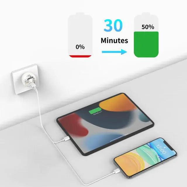 Alt view image 3 of 6 - KDYNIX Golf Ball Dual USB C Charger 20W+20W Fast Charging Block, 2-Port Wall Adapter for iPhone 17/16/15/14, Galaxy S25/S24, iPad Pro, Unique Golfer Gift for Christmas Father's Day