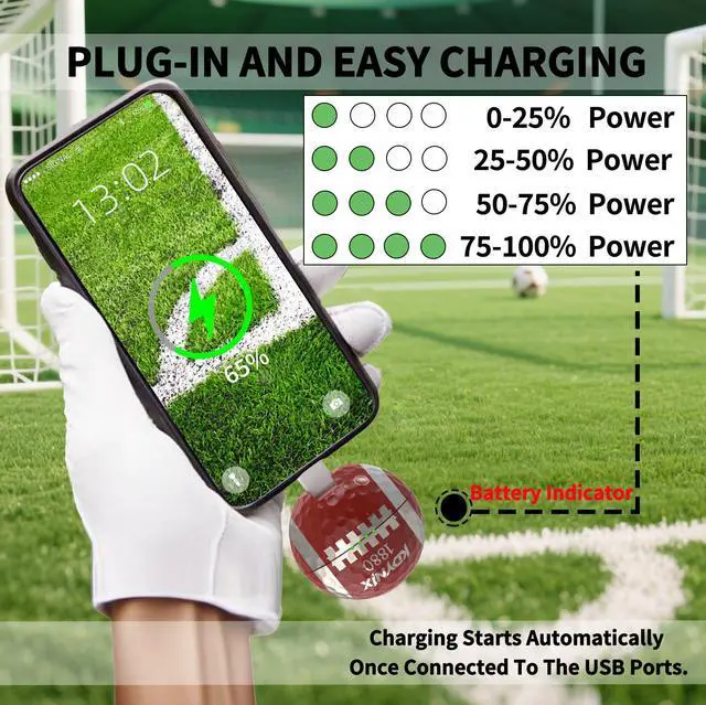 Alt view image 4 of 7 - KDYNIX Golf Ball Mini Power Bank 2000mAh Portable Charger with Foldable Plug, USB-C Fast Charging for iPhone 17/16/15 Galaxy, Perfect Christmas Father's Day Gift for Golfers Rugby Golf