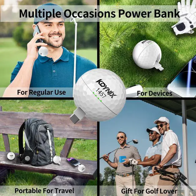 Alt view image 6 of 7 - KDYNIX Golf Ball Mini Power Bank 2000mAh Portable Charger with Foldable Plug, USB-C Fast Charging for iPhone 17/16/15 Galaxy, Perfect Christmas Father's Day Gift for Golfers Basketball Golf