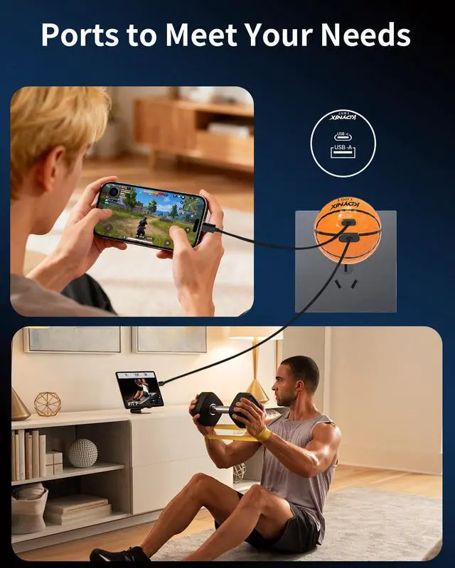 Alt view image 6 of 7 - KDYNIX Golf Ball USB C Charger 2-Pack 20W Dual Port, Foldable Plug Fast Charging Block with GaN III Technology for iPhone 16/15/14, Samsung Galaxy, iPad, Golfer Gift