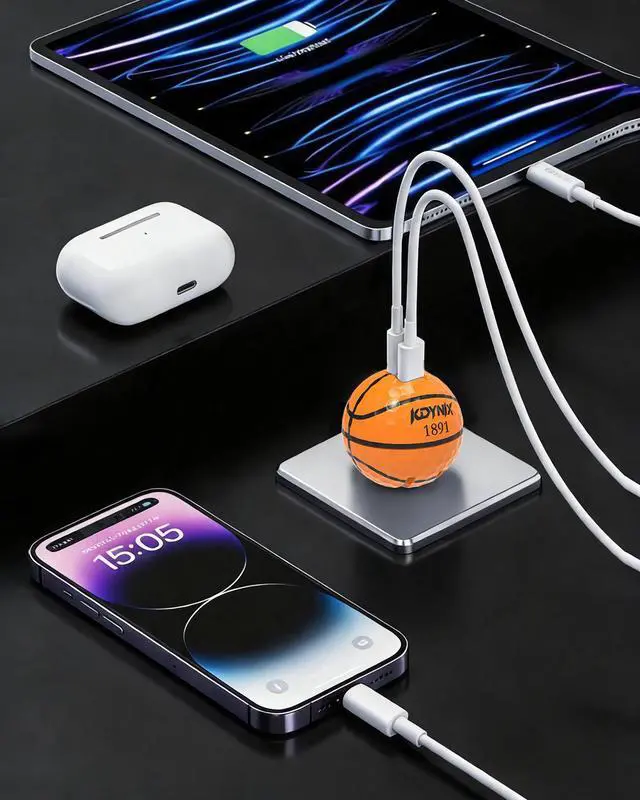 Alt view image 2 of 7 - KDYNIX Golf Ball USB C Charger 2-Pack 20W Dual Port, Foldable Plug Fast Charging Block with GaN III Technology for iPhone 16/15/14, Samsung Galaxy, iPad, Golfer Gift