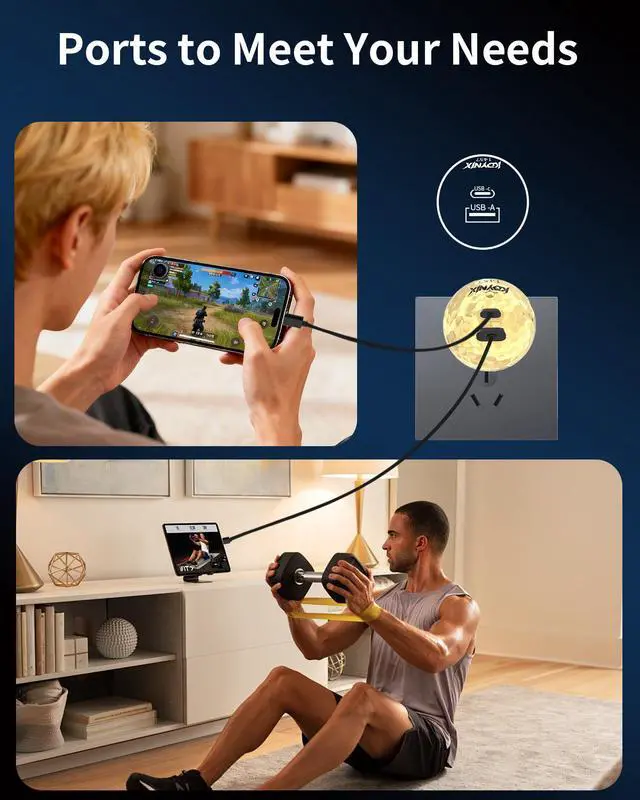 Alt view image 6 of 7 - KDYNIX Golf Ball USB C Charger 2-Pack 20W Dual Port, Foldable Plug Fast Charging Block with GaN III Technology for iPhone 16/15/14, Samsung Galaxy, iPad, Golfer Gift