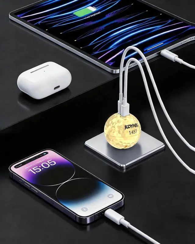 Alt view image 2 of 7 - KDYNIX Golf Ball USB C Charger 2-Pack 20W Dual Port, Foldable Plug Fast Charging Block with GaN III Technology for iPhone 16/15/14, Samsung Galaxy, iPad, Golfer Gift