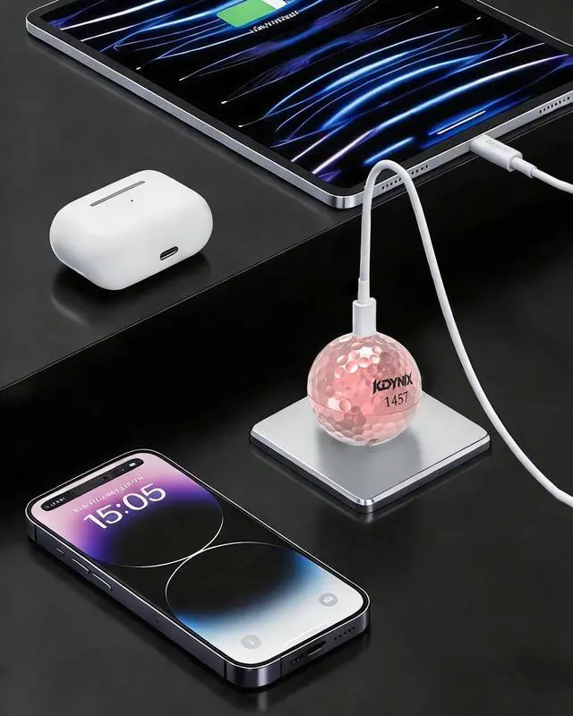 Alt view image 2 of 7 - KDYNIX Golf Ball USB C Charger 20W Fast Charging Block, GaN Wall Adapter for iPhone 17/16/15 Series, Galaxy S25/S24, iPad Pro, Unique Golfer Gift for Christmas Father's Day Birthday
