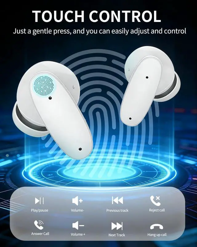 Alt view image 5 of 7 - KDYNIX Golf Ball Wireless Earbuds Bluetooth 5.4 Headphones, ANC Noise Canceling Sports Earphones with 13mm Bass Drivers, IPX7 Waterproof, 18H Playtime USB-C Charging, Holiday Gift for Golfers