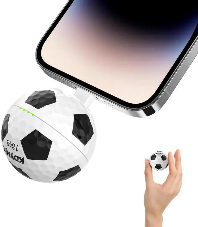 Main image of KDYNIX Golf Ball Mini Power Bank 2000mAh Portable Charger with Foldable Plug, USB-C Fast Charging for iPhone 17/16/15 Galaxy, Perfect Christmas Father's Day Gift for Golfers Soccer Golf