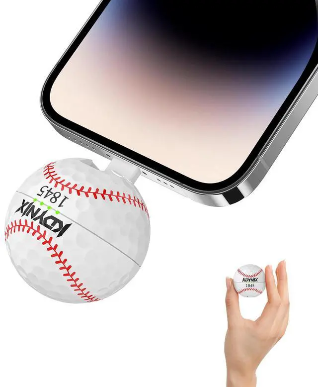 Main image of KDYNIX Golf Ball Mini Power Bank 2000mAh Portable Charger with Foldable Plug, USB-C Fast Charging for iPhone 17/16/15 Galaxy, Perfect Christmas Father's Day Gift for Golfers Baseball Golf