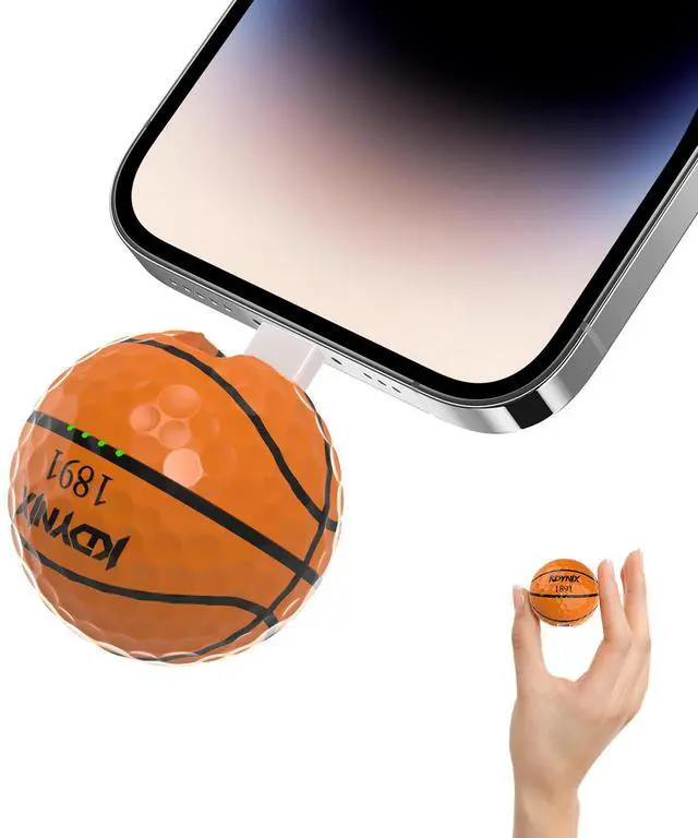 Main image of KDYNIX Golf Ball Mini Power Bank 2000mAh Portable Charger with Foldable Plug, USB-C Fast Charging for iPhone 17/16/15 Galaxy, Perfect Christmas Father's Day Gift for Golfers Basketball Golf
