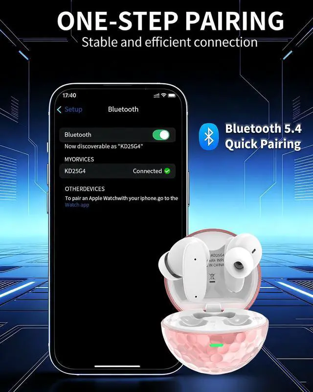 Alt view image 3 of 7 - KDYNIX Golf Ball Wireless Earbuds Bluetooth 5.4 Headphones, ANC Noise Canceling Sports Earphones with 13mm Bass Drivers, IPX7 Waterproof, 18H Playtime USB-C Charging, Holiday Gift for Golfers