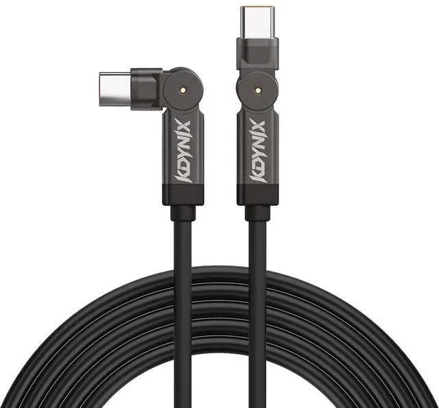 Main image of KDYNIX USB C to USB C Cable, 180°Rotating Type-C 60W Fast Charging Cable for iPhone 17/16/15 Series, Galaxy S23/S24, Pixel, Laptop, MacBook, Switch, Outdoor, Travel(10 FT Black)