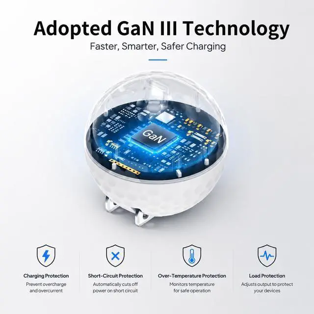 Alt view image 5 of 7 - KDYNIX 30W USB C Wall Charger, Creative Ball 2-Port Fast Charger Block for iPhone 17/16/15 Series,Galaxy S25/S24, Pixel 10/9, MacBook Pro/Air, Dell XPS, iPad Pro