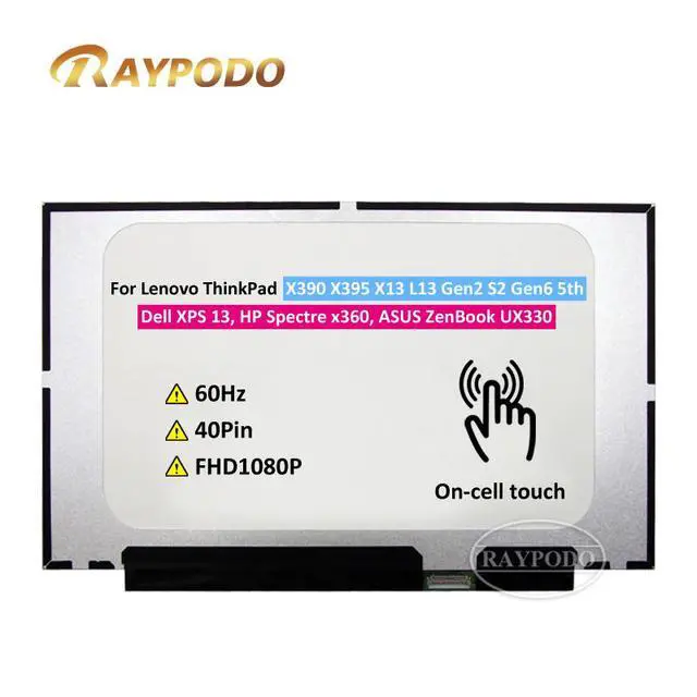 Alt view image 5 of 7 - AUO B133HAK02.2, 02HL707: 13.3" FHD Laptop LCD Display Panel with Anti-Glare On-Cell Touch, Ideal for Screen Panel Replacement