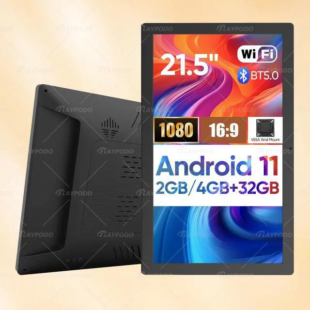 Alt view image 4 of 7 - Raypodo 21.5-inch RK3566 2GB+32GB Android 11 Black all in one PC poe tablet, a Commercial Displays with HD-MI output and 24/7 operation (not include a battery, Not Consumer Tablet)