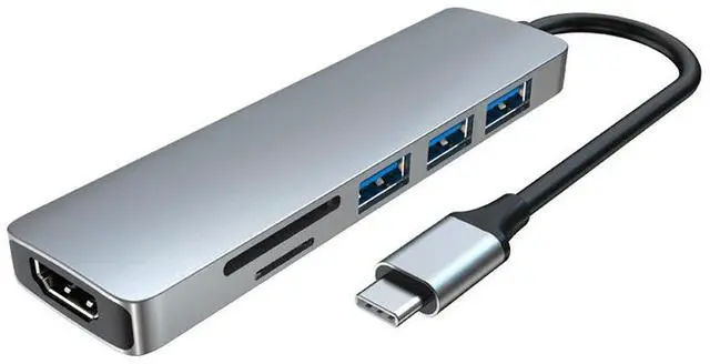 Alt view image 2 of 7 - Aomoproing 6-in-1 USB C Hub, Multiport Adapter with 4K HDMI Output, 2 USB 2.0 Ports, USB-A 3.0 (5Gbps) & SD/TF Card Slot, Compatible with MacBook Pro/Air & Type-C Laptops