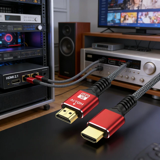 Alt view image 2 of 6 - Aomoproing High-Speed HDMI Cable 48Gbps, 8K@60Hz 4K@120Hz 144Hz 3D, 3.3FT Braided Cord for TV/Monitor/Gaming Console/PC red