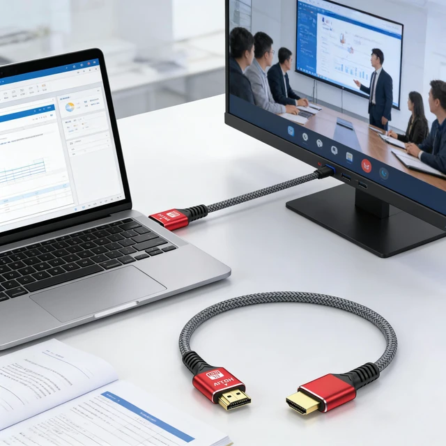 Alt view image 6 of 6 - Aomoproing High-Speed HDMI Cable 48Gbps, 8K@60Hz 4K@120Hz 144Hz 3D, 3.3FT Braided Cord for TV/Monitor/Gaming Console/PC red