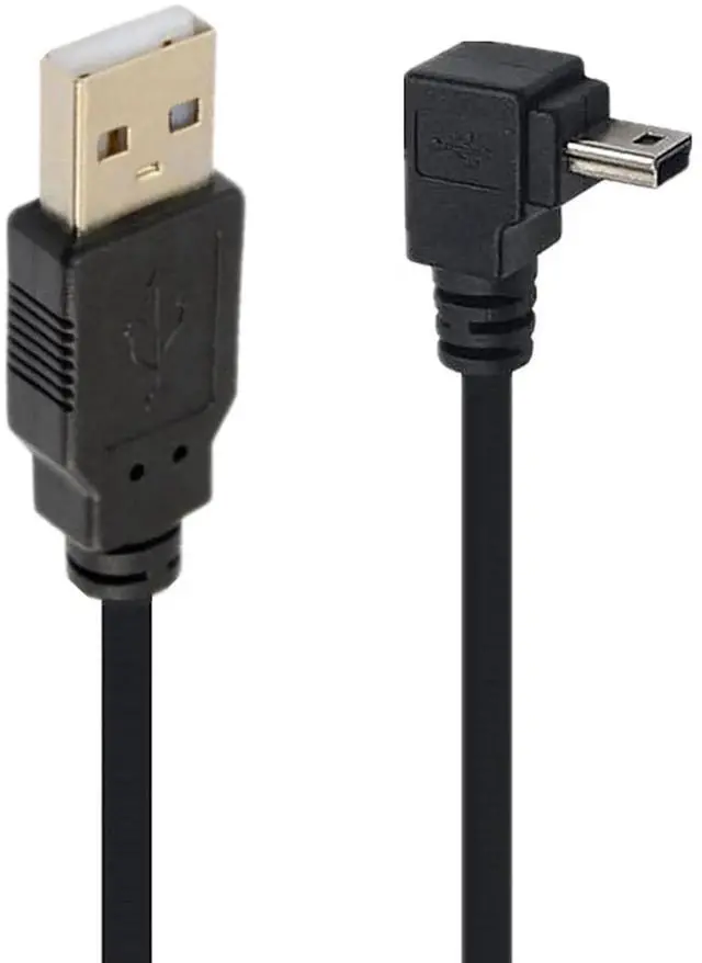 Main image of Aomoproing 90 Degree Down Angle Mini USB Cable, Mini 5-Pin USB B Male to USB 2.0 Male Data Sync Charging Extension Cable 4.9FT for GPS, Dash Cam, Camera, Black