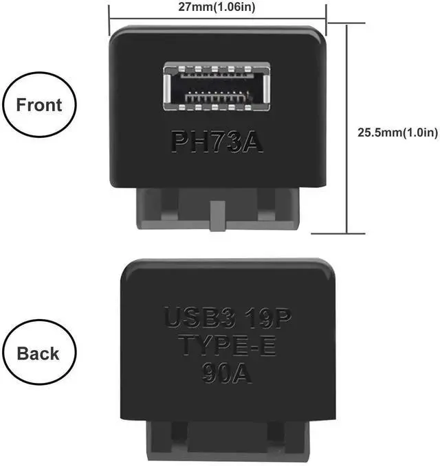 Alt view image 5 of 5 - Aomoproing USB 3.2 Gen 1 to USB 3.2 Gen 2 Header Adapter, USB 3.1 Type-E Key-A to USB 3.0 20 Pin Header Converter for Type C Motherboard (Standard Type)