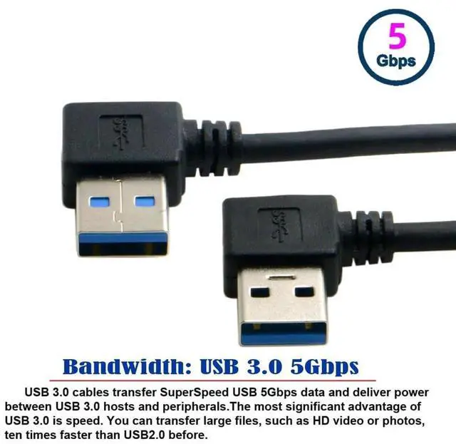 Alt view image 5 of 6 - Aomoproing USB 3.0 Type A Male 90 Degree Left Angled to Right Angled Extension Cable, Dual Angled Type Data Sync Charging Cable 20cm