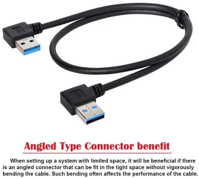 Alt view image 6 of 6 - Aomoproing USB 3.0 Type A Male 90 Degree Left Angled to Right Angled Extension Cable, Dual Angled Type Data Sync Charging Cable 20cm