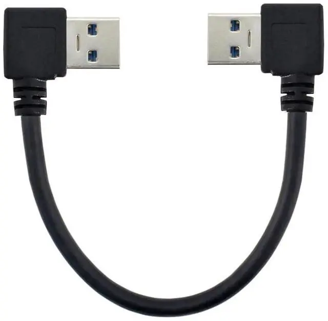 Main image of Aomoproing USB 3.0 Type A Male 90 Degree Left Angled to Right Angled Extension Cable, Dual Angled Type Data Sync Charging Cable 20cm