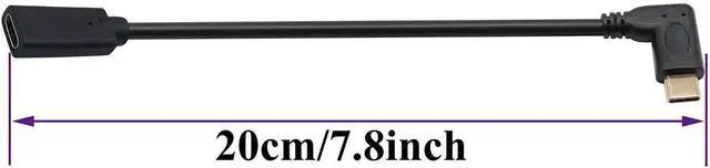 Alt view image 3 of 7 - Aomoproing 90 Degree USB 3.1 Type C Male to Female Gen 2 (10Gbps) Extension Cable, Supports Charging Data Audio Video for MacBook Pro 2017, Type-C Devices 20cm M/F