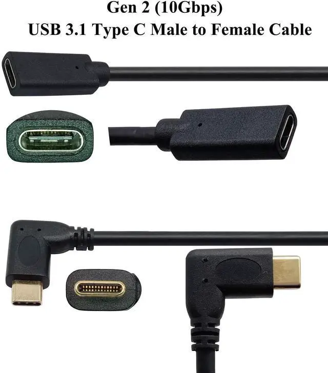 Alt view image 2 of 7 - Aomoproing 90 Degree USB 3.1 Type C Male to Female Gen 2 (10Gbps) Extension Cable, Supports Charging Data Audio Video for MacBook Pro 2017, Type-C Devices 20cm M/F
