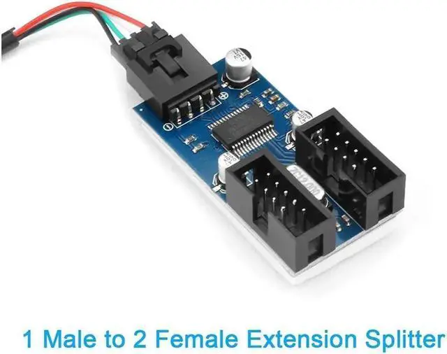 Alt view image 5 of 6 - Aomoproing Motherboard USB 2.0 9Pin Header 1 to 2 Extension Splitter Adapter, 30cm Internal 9-Pin Female to 2 Female Cable