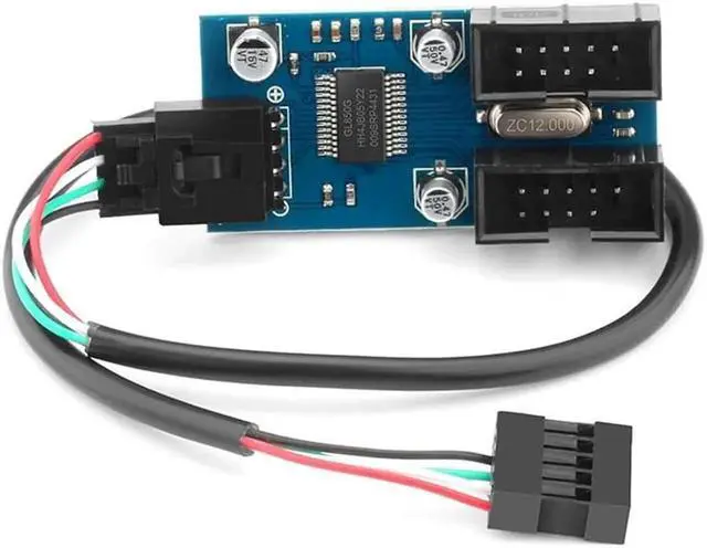 Alt view image 5 of 7 - Aomoproing Motherboard 9 Pin Male to 2 Female Extension Splitter Cable, Desktop 9-Pin USB 2.0 HUB Connector Adapter