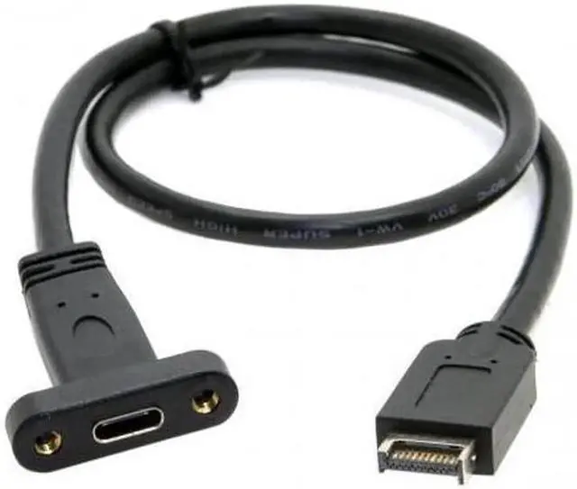 Main image of Aomoproing USB 3.1 Front Panel Header to USB-C Female Extension Cable, 40cm with Panel Mount Screw