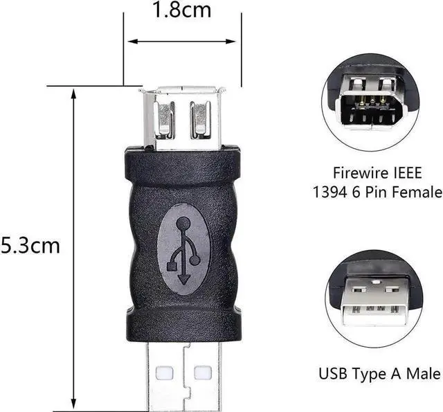 Alt view image 3 of 4 - Aomoproing Firewire IEEE 1394 6 Pin Female to USB Male Adaptor Converter, 1PCS