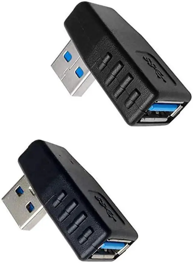 Alt view image 4 of 4 - Aomoproing USB 3.0 Male to Female 90 Degree Right Angle Extension Adapter, Leftward & Rightward Connector