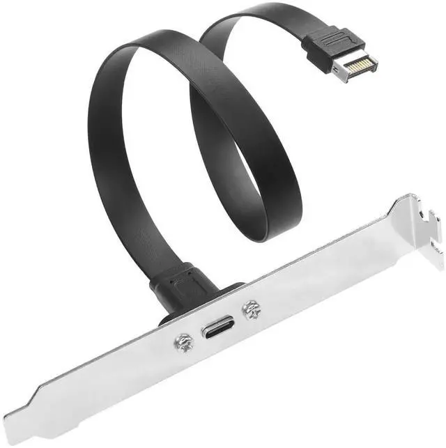 Main image of Aomoproing USB 3.1 Front Panel Type-C Extension Cable, 10 Gbps Type-E 20Pin Male to USB-C Female, 30cm/11.8inch with Panel Mount Screw & Full Height Bracket
