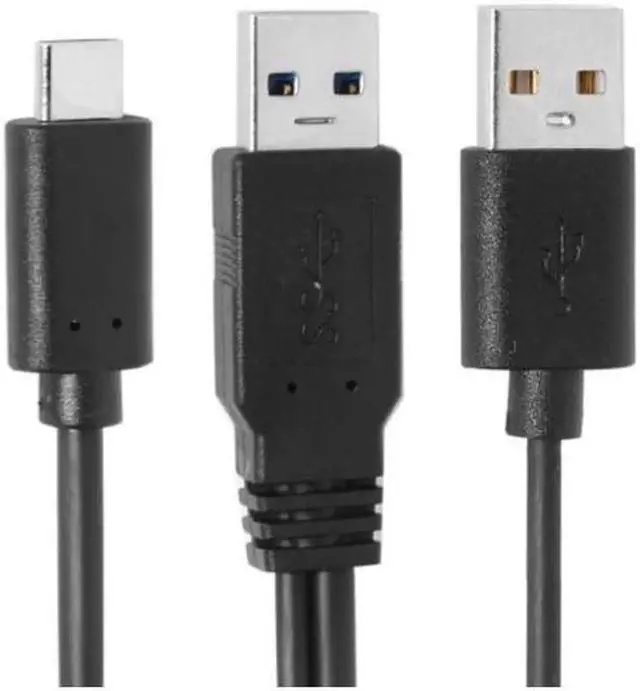 Alt view image 4 of 6 - Aomoproing Type-C to USB 3.0 Male & USB 2.0 Dual Power Y Cable, 60cm Data Sync Charging Cord for Laptop, External Hard Drive, HDD, SSD