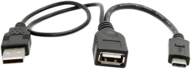 Alt view image 3 of 3 - Aomoproing USB 2.0 Female OTG to USB-C Adapter Cable, USB 3.1 Data Sync with Power Charging Cord for Cell Phone, Laptop, Tablet and More