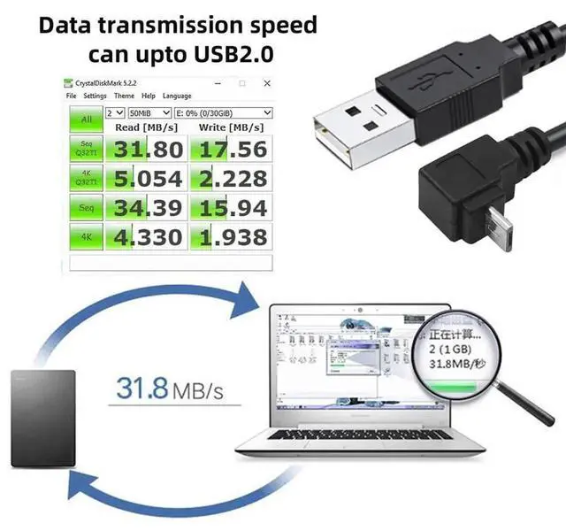 Alt view image 7 of 7 - Aomoproing Up Angled 90 Degree Micro USB 2.0 5Pin to USB 2.0 Type-A Cable, 480Mbps Data Sync & Charging Cord for Phone, Tablet, Computer, Camera, 10cm