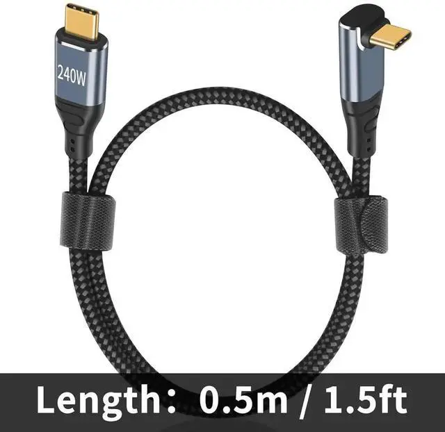 Alt view image 7 of 7 - Aomoproing 1.5ft USB C 90 Degree Cable, 240W PD 3.1 Fast Charging Braided Type-C to Type-C Cable, 3A Up/Down Angle for iPad Pro, Galaxy, Air, MacBook