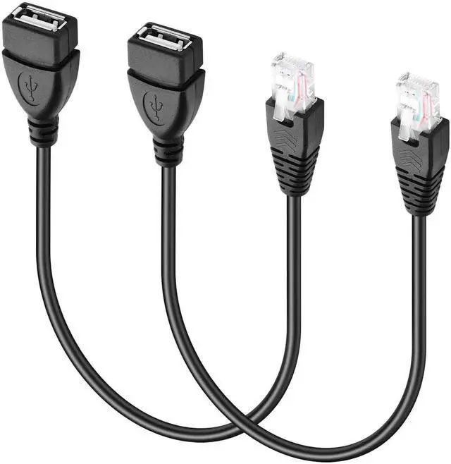 Main image of Aomoproing 2 Pcs USB Female to RJ45 8P4C Ethernet Male Extension Cable, USB to RJ45 Ethernet Cable for Router, ADSL Modem, Camera and More