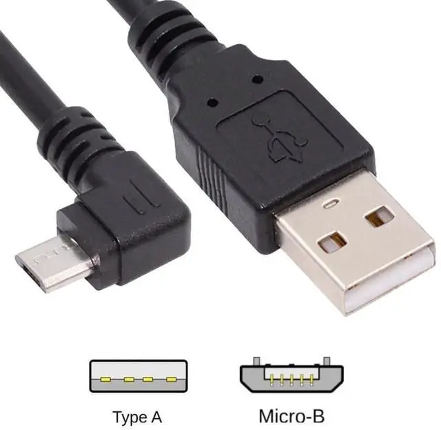 Alt view image 4 of 7 - Aomoproing Left Angled 90 Degree Micro USB 2.0 5Pin to USB 2.0 Type-A Data Charge Cable, 480Mbps High-Speed Data Sync for Phones, Tablets, Computers, Cameras, 25cm