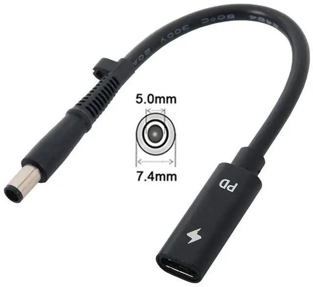 Alt view image 7 of 7 - Aomoproing USB-C Female Input to DC Power PD Charge Cable, 7.4x5.0mm Connector, Compatible with 18-20V Laptops