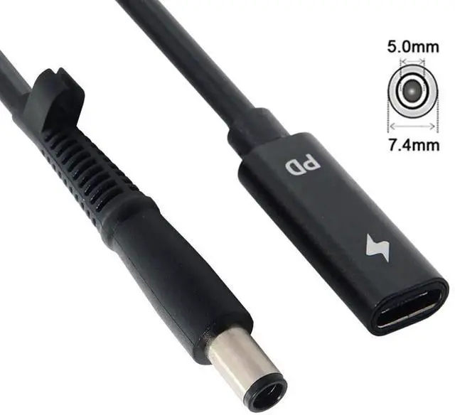 Alt view image 5 of 7 - Aomoproing USB-C Female Input to DC Power PD Charge Cable, 7.4x5.0mm Connector, Compatible with 18-20V Laptops