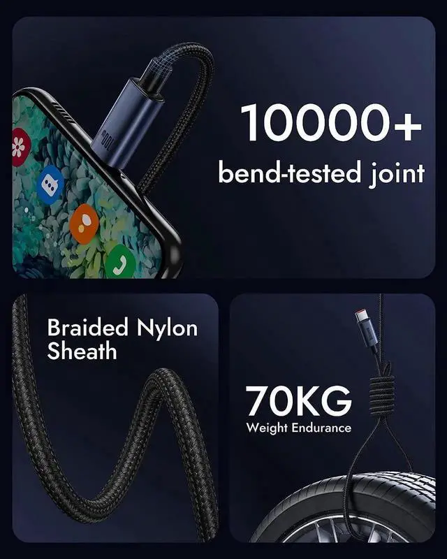 Alt view image 3 of 7 - Aomoproing 6.6ft 100W USB C to C Fast Charging Cable, Type-C Cord Compatible with MacBook Air/Pro, iPad Pro/Air, Google, Samsung Galaxy S22/S21/S20/Note20 & All USB-C Port Devices 6.6Feet